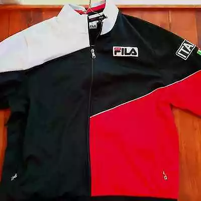 Y2k Fila Soccer Football Red White And Black Racing Italian Quarter Zip Jacket • $39