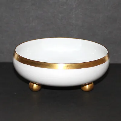 Vintage Dish Limoges T V France Porcelain White Gold Ball Feet Bowl Traditional • $14.99