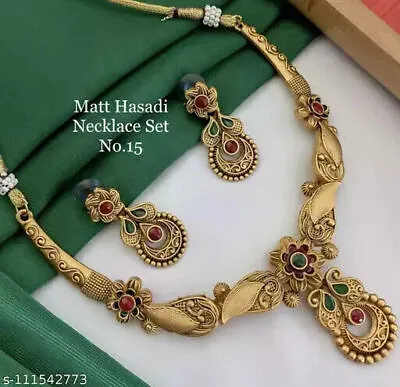 $43.79 • Buy Indian Vintage Ethnic Oxidized Gold Plated Boho Banjara Necklace Earrings Set