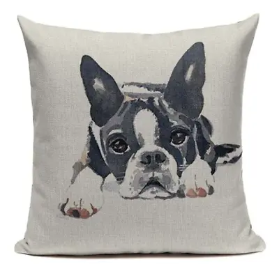 $19.16 • Buy Boston Terrier Painting B17 Cushion Pillow Cover Pet French Bulldog Couch Sofa