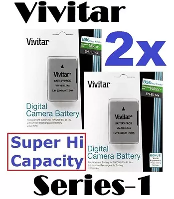 2-Pcs EN-EL14a Battery For Nikon D5500 D5200 D5300 D3200 D3300 D3100 Df • $27.95