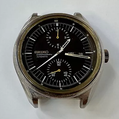 Seiko Chronograph Automatic Men's Watch Vintage 6138-3002 JUMBO 21J Black Dial • $250