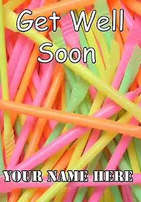 £3.25 • Buy Rainbow Sherbet Straws Get Well Soon A5 Personalised Greeting Card 