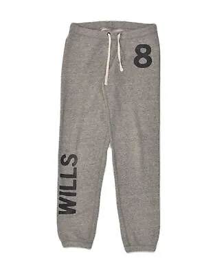 JACK WILLS Womens Graphic Tracksuit Trousers Joggers UK 6 XS Grey Cotton AN14 • £16.72