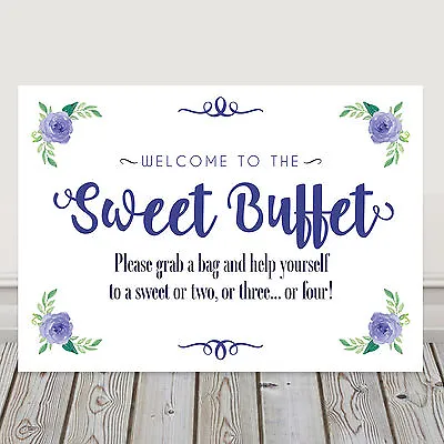 £4.40 • Buy Navy Blue Sweet Buffet Sweetie Table Sign For Wedding And Parties 3 FOR 2 (N7)