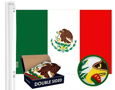 G128 – Mexico (Mexican) Flag | 3x5 Feet | Double Sided Embroidered 210D • $33.99