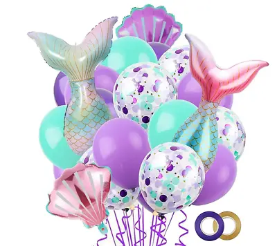 £6.98 • Buy 22pcs Glossy Mermaid Tail Balloon Set Birthday Party Baby Shower Decoration