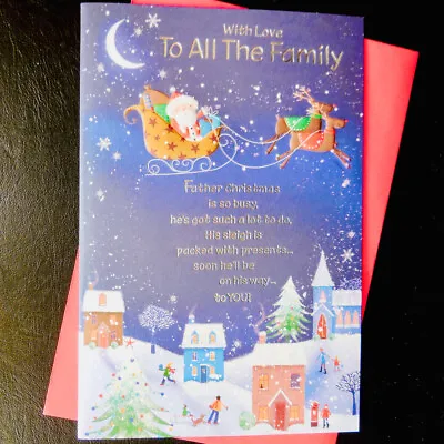 TO ALL THE FAMILY Christmas Card 9 X6  Lovely Words Verse Message Father Xmas • £2.85