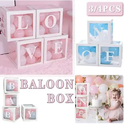 3/4PCS ONE BABY Transparent Balloon Box Girls Boys Shower 1st Birthday Party AU • $16.09