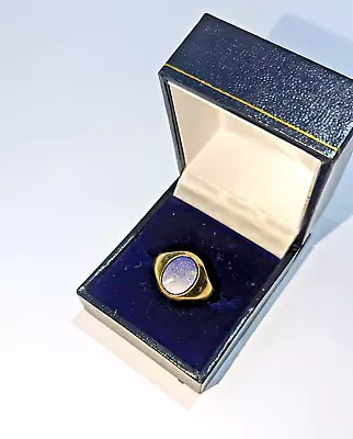 9ct Gold Lapis Lazuli Mens Signet Ring Size T • £199