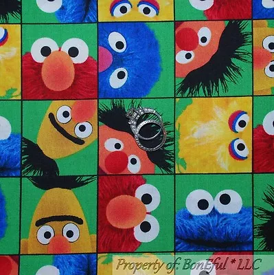 BonEful Fabric FQ Cotton Quilt Block Square Baby ELMO Character Sesame Street NR • $28