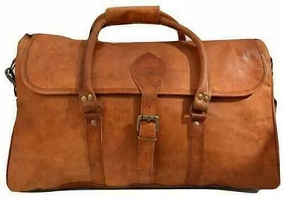 Leather Overnight Bag Travel Duffle Gym Men Weekend Vintage Genuine Mens Luggage • £49.20