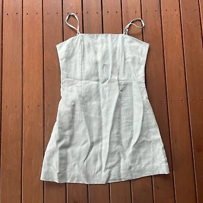 Zulu & Zephyr Size 12 Mini Dress Pencil Mint Green 100% Linen • $27.50