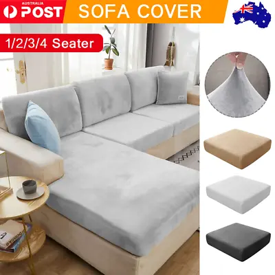 Stretch Velvet Sofa Seat Cushion Covers Couch Lounge Slipcover 1 2 3 4 Seater  • $6.89