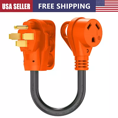 50 Amp To 30 Amp RV Adapter Cord 12 Inch 14-50P Male To TT-30R Female Dogbone • $12.99