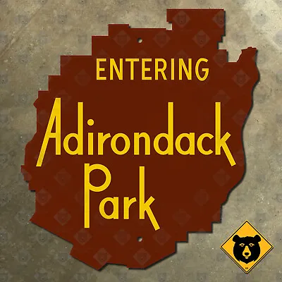 New York Entering Adirondack Park Welcome Boundary Sign Brown Yellow 11x12 • $92.65