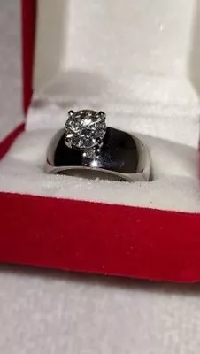 14k Solid White Gold Moissanite Ring - Custom Made • $549