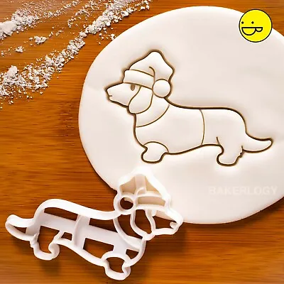 Christmas Dachshund Cookie Cutter | Santa Hat Sausage Dog Wiener Dackel Cute • £8.66