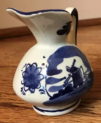 DELFT Mini 3.5  PITCHER Creamer Blue White HOLLAND Windmill  • $6.99