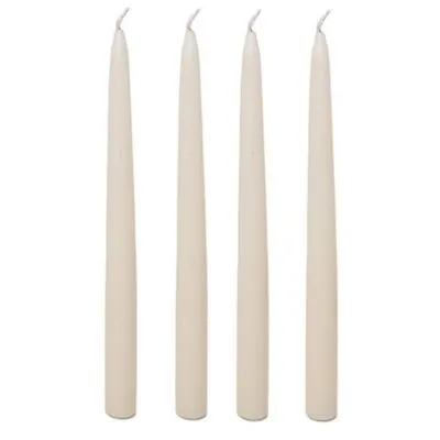 Set Of 4 Ivory Taper Candles 25cm. 6 Hour Burn Time (approx) • £5.40