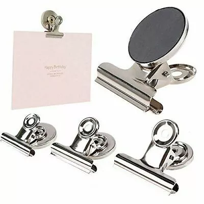 £3.99 • Buy Magnetic Clips Bulldog Paper Note Fridge Memo Notes Clip Home Office Stationery