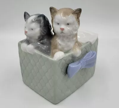 Nao Lladro 1988 Kittens In A Basket Box Purr-Fect Gift Figurine # 1080 VTG 1980s • $19.88