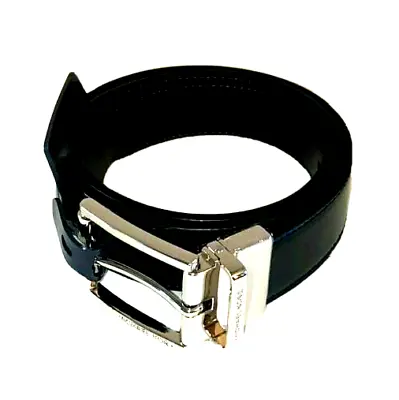 MICHAEL KORS Men's Reversible Rectangular 31MM Dress BLACK Leather Belt Size 32 • $33.15