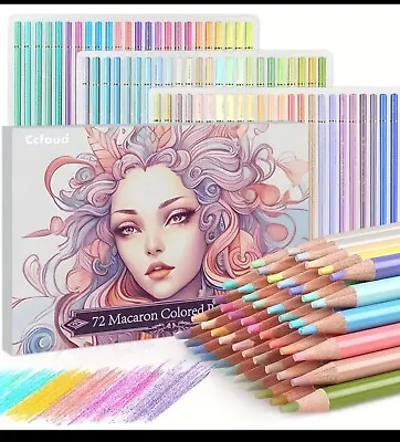 72 Pastel Colouring Pencils Set Macaron Coloured Pencil Colour Adult Zipper Case • £29.99