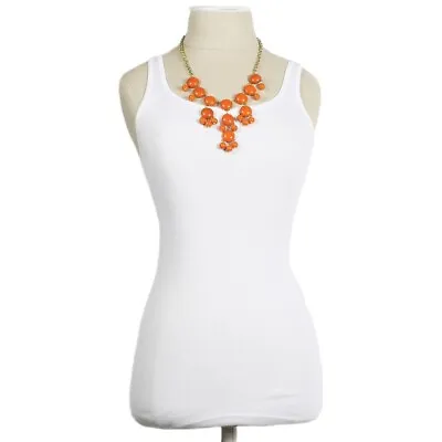 $18 • Buy Zad Light Orange Round Bead Bubble Bib Cluster Necklace