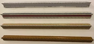 4 Vintage Architectural Scale Triangular Rulers Pickett Sterling Same Scale • $21