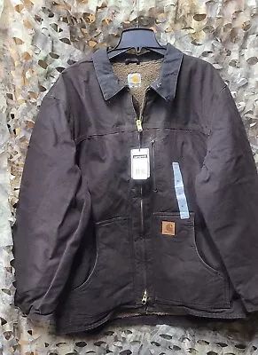 NEW Carhartt Sandstone Sherpa Lined Ridge Coat C61 DKB Dk Brn Jacket XL Regular • $100