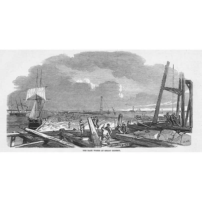 £9.99 • Buy GRIMSBY The Dock Works At Great Grimsby - Antique Print 1848