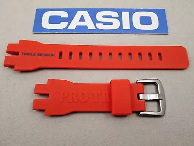 Genuine Casio Pro Trek PRW-3000 PRW-3000-4 Orange Resin Rubber Watch Band Strap • $68.20