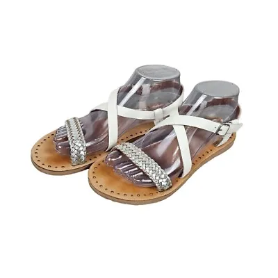 UGG Womens Leather Jordyne Sandals Size 7 1011204 Flip Flops Silver White • $14.99