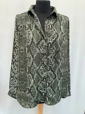 £8.99 • Buy Blouse H&M Size 12 Green Snakeskin Print Polyester Womens 
