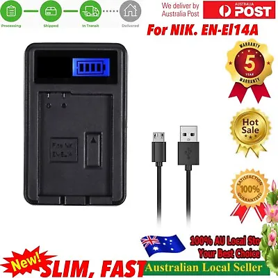 LCD Charger For Nikon EN-EL14 EL-EL14a ENEL14 Battery D3300 D3400 D3500 D5100 • $17.98