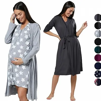 £32.50 • Buy HAPPY MAMA Women's Maternity Hospital Bag Set Delivery Nightie & Robe 1009