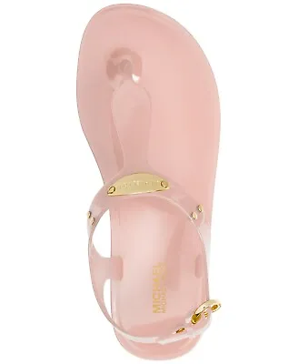 Michael Kors Mk Plate Iconic Jelly Pvc Pink Logo Thong Sandals 9 10 11 Love Shoe • $79