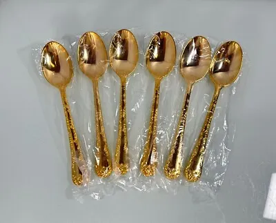 ~NEW~ WM Rogers & Sons Gold Plated Flatware Enchanted Rose Tea Spoons - Lot Of 6 • $26.95