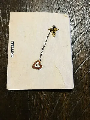 Vintage Medical Caduceus Pin With Chain And Heart Nurse Doctor • $9.99
