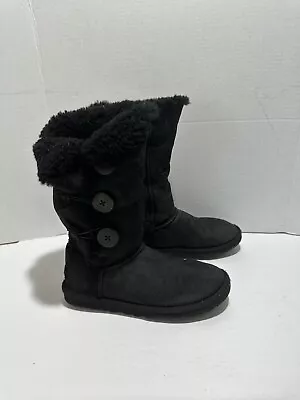 UGG Bailey Button Triplet II Black Sheepskin 1873 Tall Boots Women’s Size US 6 • $39.99