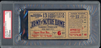 $349.95 • Buy 1937 Notre Dame Football Full Ticket Army Psa 3 Highest Grade Real Deal