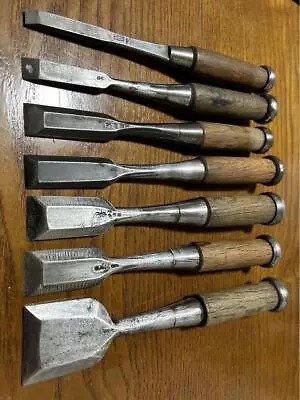 Japanese Chisel Nomi Carpenter Tool Lot Of 7 Set Hand Tool Wood Working Vintage • £152.02