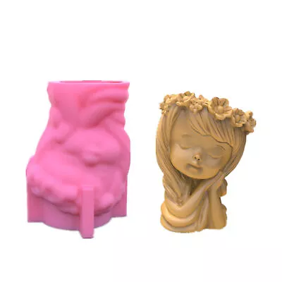 Silicone Planter Mold - Wreath Girl 3D Plant Pots Molds Concrete Molds • $15.47