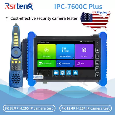 Rsrteng 8K 7  IPC-7600C Plus Camera Tester 4K CCTV Tester Network Test Tool USA • $305.99