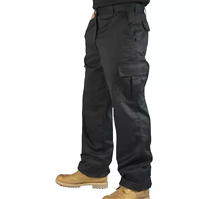 Mens Cargo Combat Work Trousers Size 30 To 48 Black Navy - Machine Washable UK • $18.93