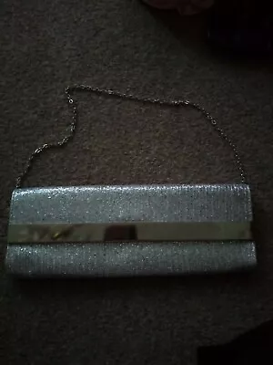 Silver Diamante Hand / Clutch Bag With Strap • £16