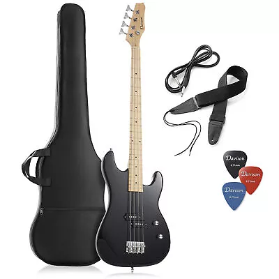 OPEN BOX - 4-String Right Handed Electric Bass Guitar Kit With Gig Bag - Black • $92.99