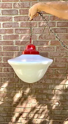 Vintage 16  Diameter Large School House Milk Glass Light Fixture - Farmhouse • $79