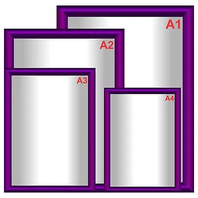 Purple Snap Frames Poster Clip Holders Displays Retail Notice Boards A1/A2/A3/A4 • £24.99